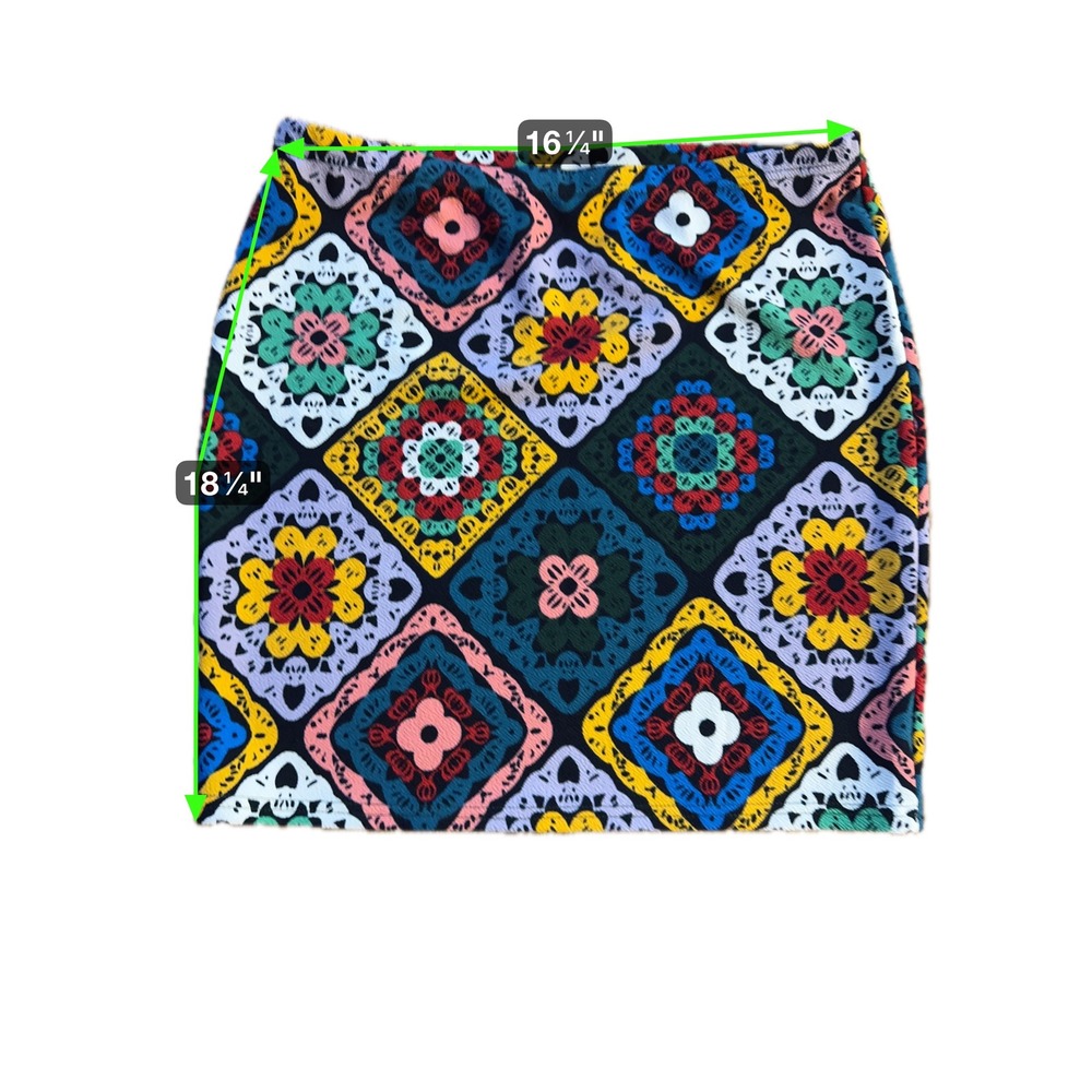 SHEIN Curve 0XL Mini Skirt Multicolor Geometric Print Boho Festival Casual - Picture 5 of 5